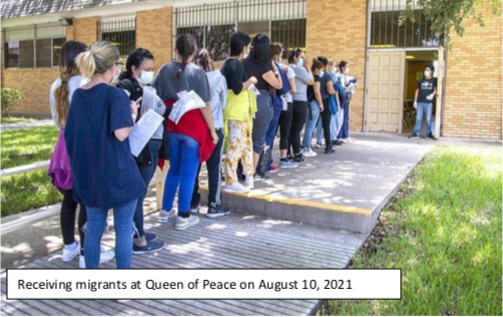 Receiving migrants at Queen of Peace